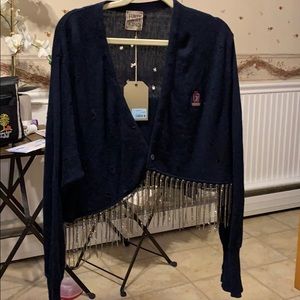 Furst of a kind Cropped Sweater with bling bottom